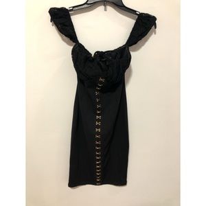 Kaylee Kollection Black Off Shoulder Sleeve Dress